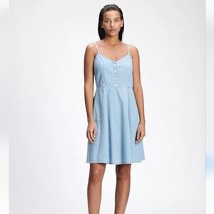 GAP Fit and Flare Chambray Mini Dress 0 Petite